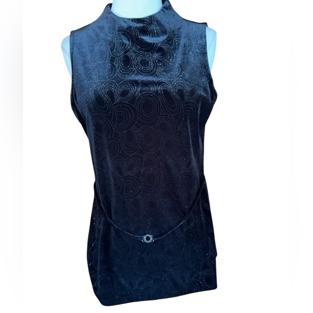 1990s Connected‎ Apparel Sparkly Whimsical Sleeveless Velvet Top